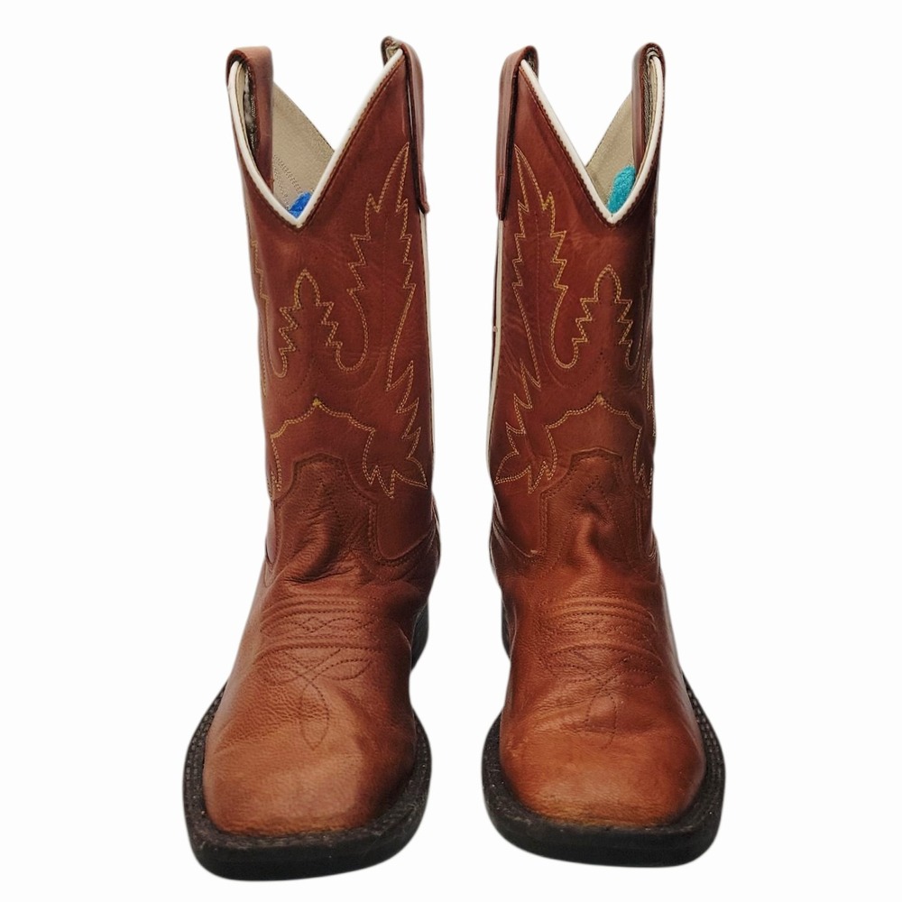 Old West Tan/Brown Kids Western Pull-On Boots